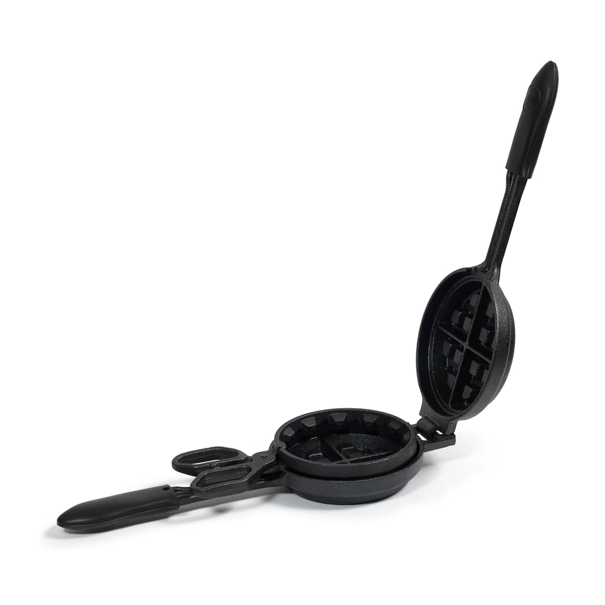 Piastra per waffle ripiena in ghisa, pre-stagionata, diametro 12,7 cm, spessore 5,1 cm, rotonda, belga con manici resistenti al calore, compatibile con gas, elettrico, induzione e altro