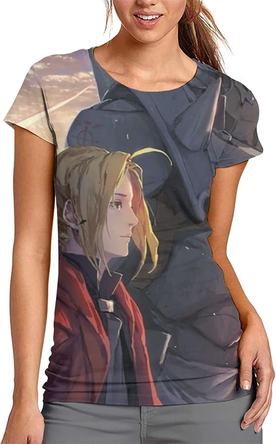 Amazon Co Jp 鋼の錬金術師 Tシャツ レディース ポリエステル100 ラウンドネック大きいサイズ 半袖 おもしろtシャツ ビーフィー スポーツ Tシャツ 着脱が簡単 半袖 無地 通気性 ファッション ゆったり ファッション