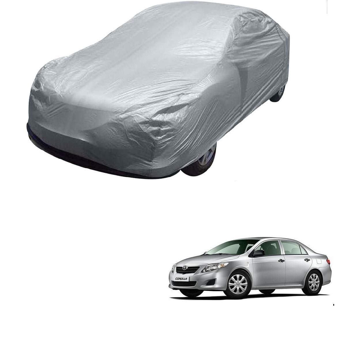 KOZDIKOKozdiko Silver Matty Car Body Cover with Buckle Belt for Toyota Corolla/Toyota Corolla Altis/Skoda Rapid/Toyota Yaris/Skoda Superb/Maruti Ciaz/Honda City New