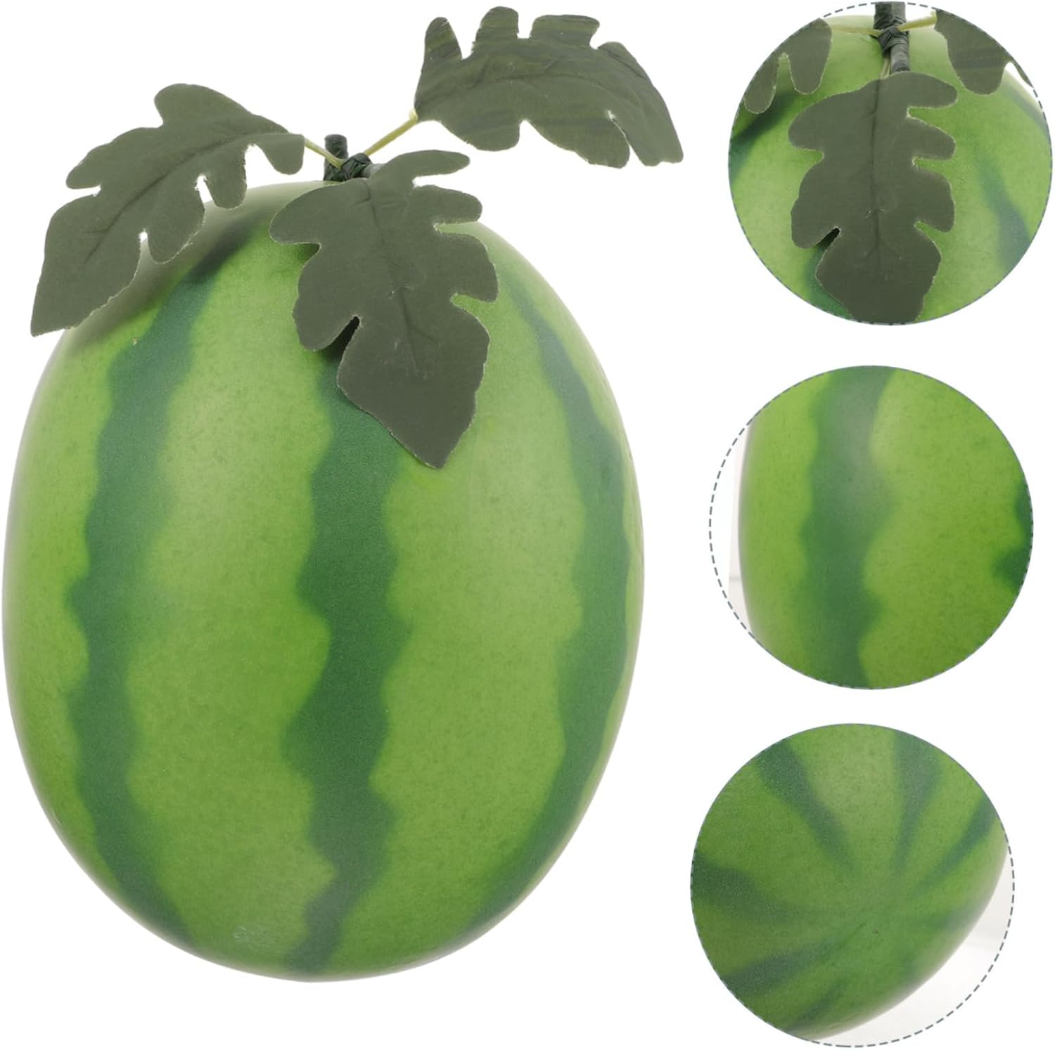 VOSAREA 2pcs Artificial Watermelon Model Lifelike Decorative Fruit Prop for Home and Photography Realistic Simulated Watermelon for Supermarket Display Table Decoration Random Leaf Style