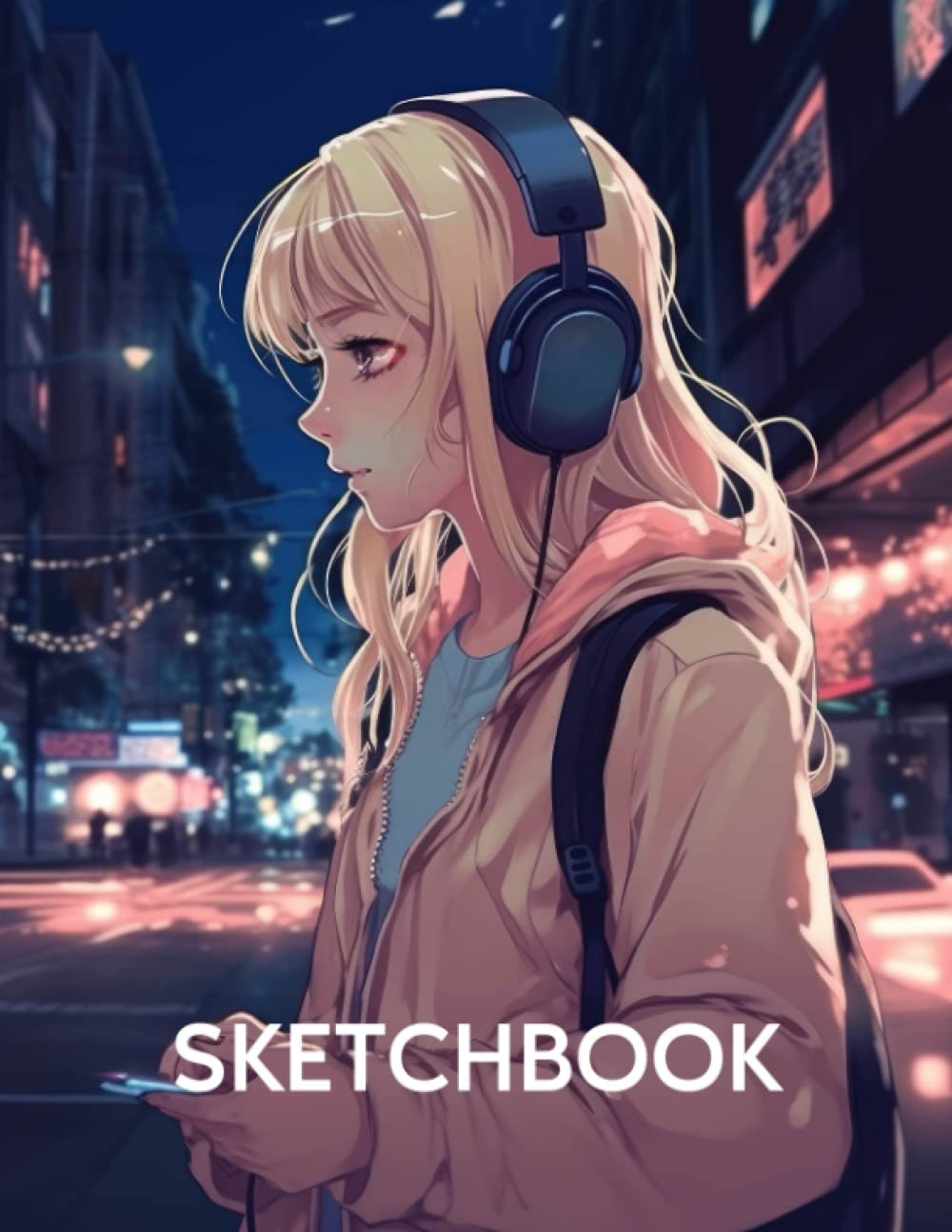 Sketchbook: Anime style cover, sketchbook for Drawing, Coloring, Sketching and Doodling manga, 8.5 x 11 110 pages