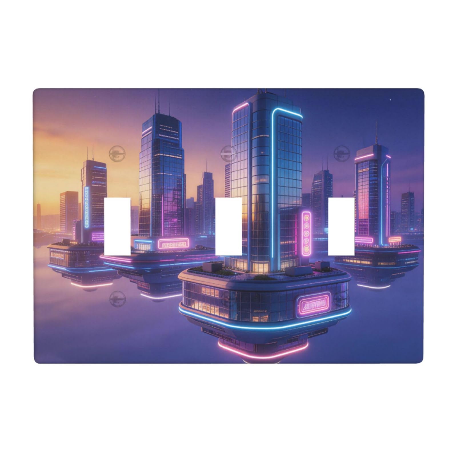 City Pattern 3 Gang Switch Plate Cover-Unbreakable Polycarbonate Wall Plate, Heat Resistant Toggle Switch Decor for Home
