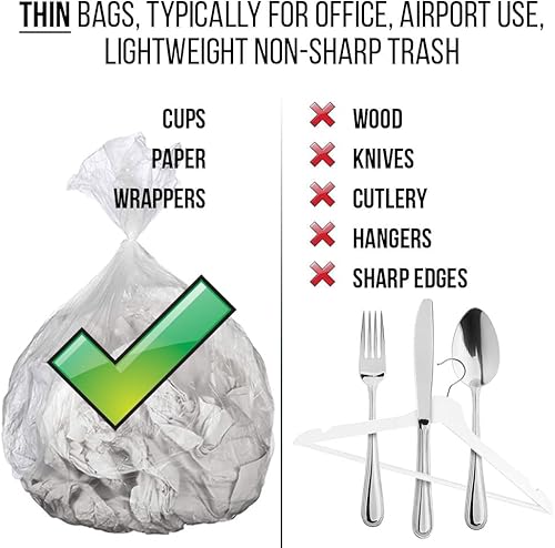 Miniatura 5 de Bolsas de basura de 8 galones  75 bolsas de basura pequeñas a medianas  Bolsas de basura transparentes de 24 x 24 pulgadas  Bolsas de basura de