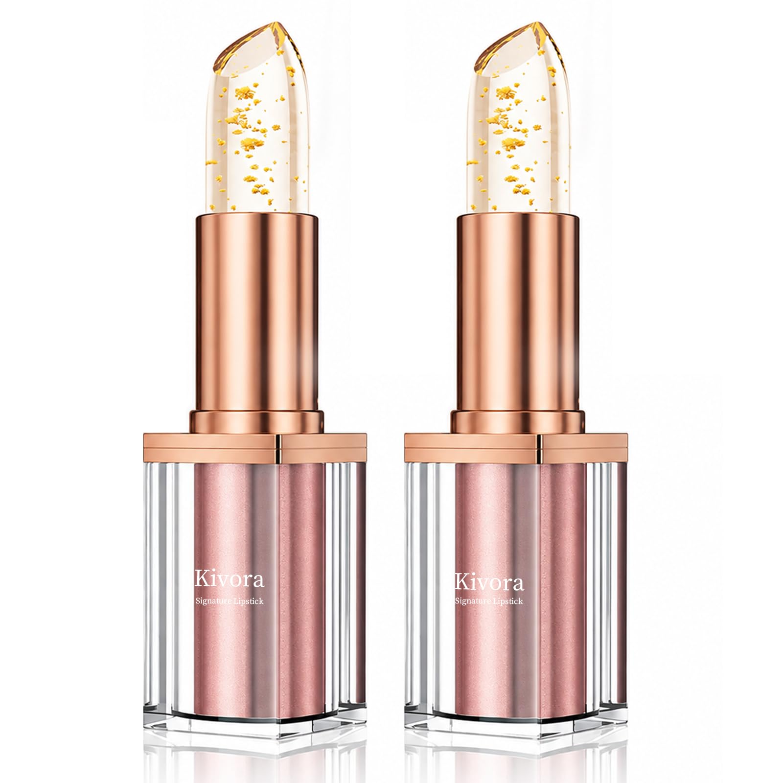 Kivora Lipstick for Mature Lips（2 Pack）,Latest Rose Gold Kivora Lipstick, PH Lipsticks Color Changing, Long Lasting Moisturizing Tinted Lip Balm
