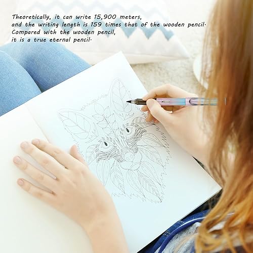 Miniatura 7 de Lápiz infinito, 6 lápices mágicos sin tinta con 2 borradores adicionales, reutilizables, con 8 puntas reemplazables para escribir, dibujar,