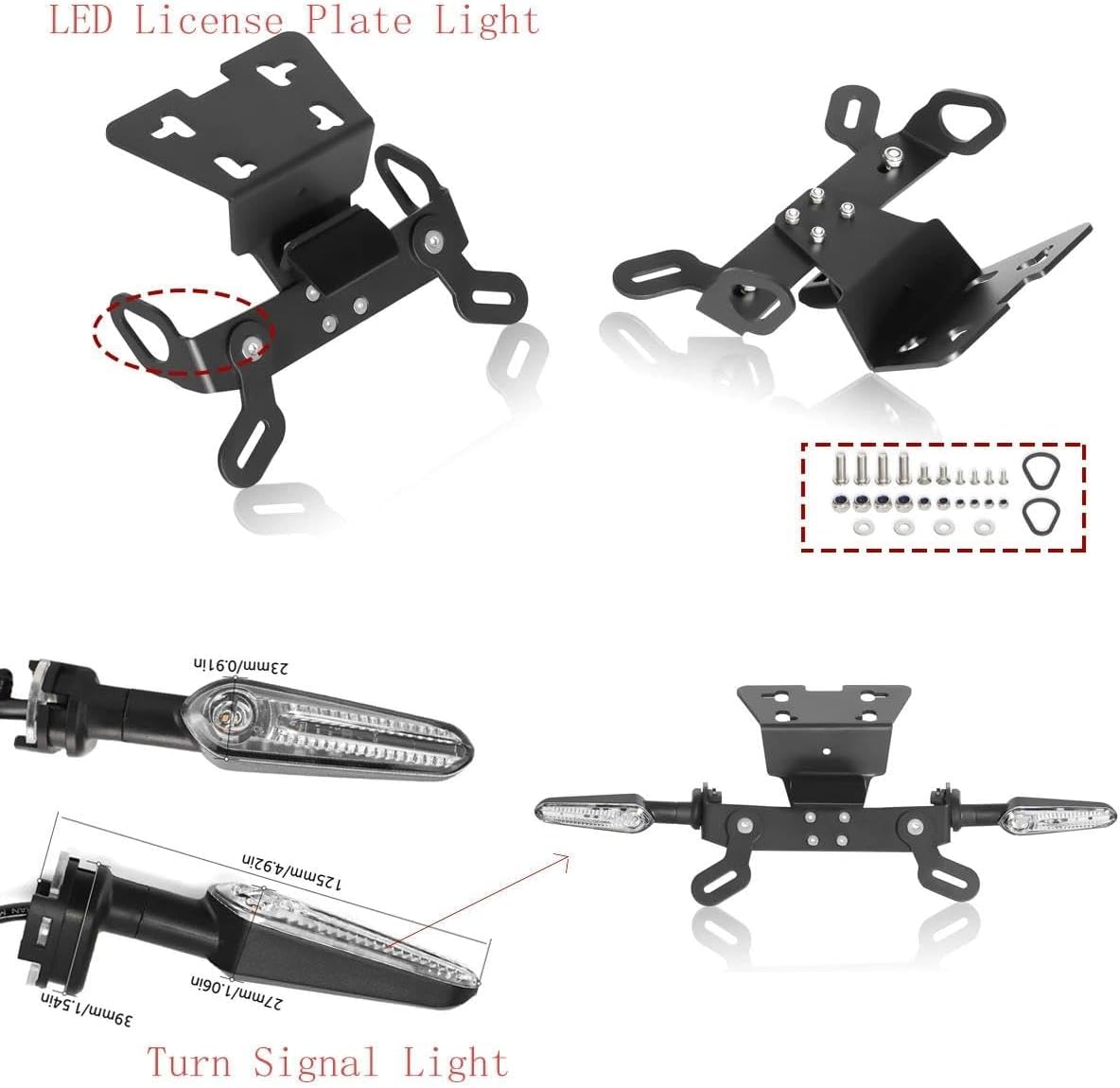XJ6 FZ6R Fender Eliminator Kit - XJ6N Rear Tail Tidy Compatible With 2009-2016 XJ6N / XJ6 Diversion 2009-2016 FZ-6R 2010-2017 XJ6 Diversion F License Plate Holder with LED Turn Signal