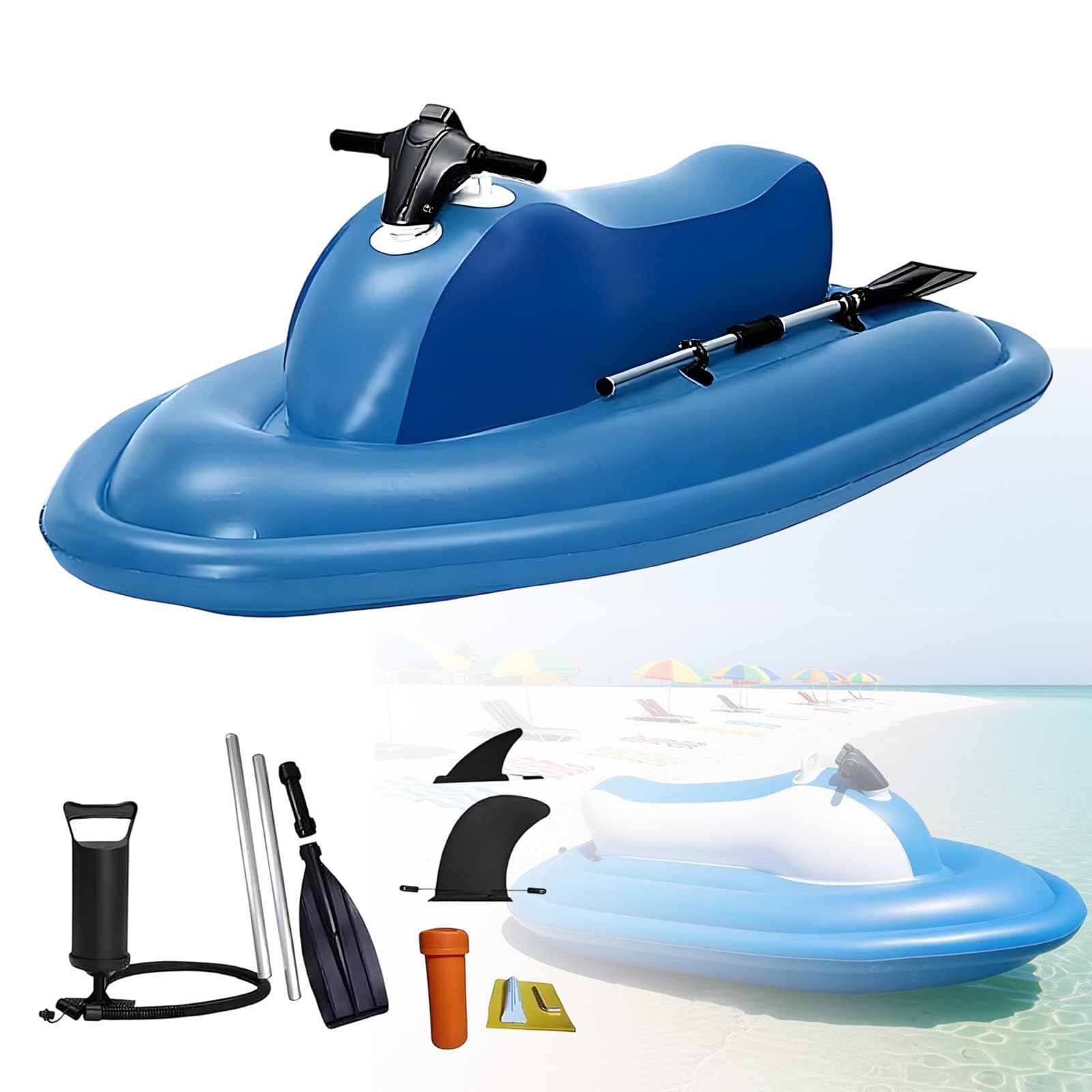 LwiftGal 2-Person Electric Underwater Jet Boat with Dual Safety Fins & 500W Scooter(Optional), Electric Inflatable Jet Ski, 220kg Load Capacity, for Water Sports Blue-Nothrusters
