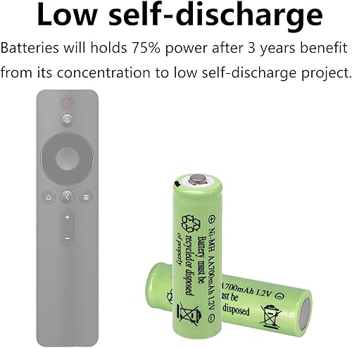 Miniatura 7 de Baterías AA recargables NiMH de 1.2 V 700 mAh, paquete de 12 baterías recargables dobles A para luces solares, tira de luces de camino, ratón,