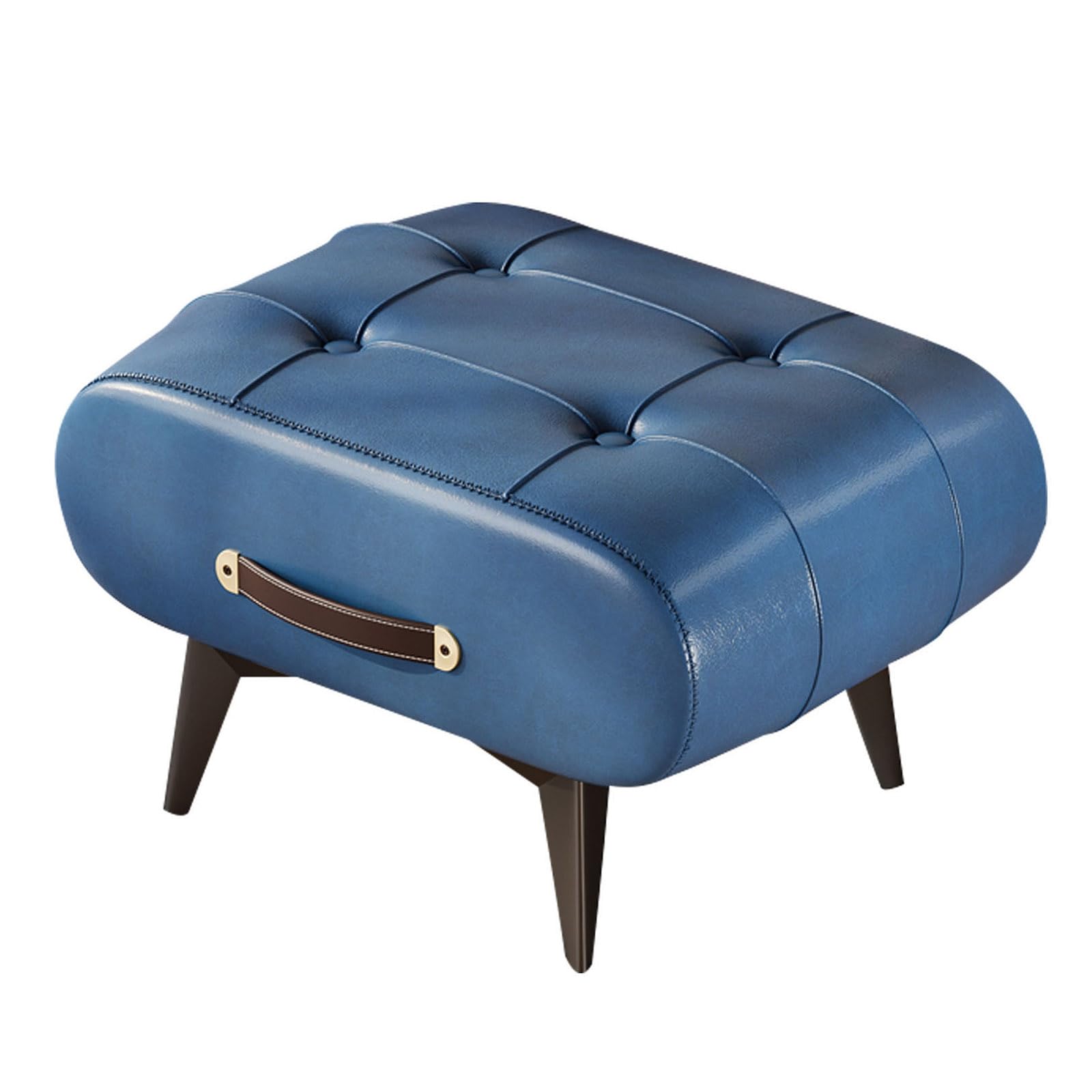 Ottoman Stool with Metal Leg and PU Leather Padded Seat, Small Foot Stool Foot Rest for Living Room Dining Room