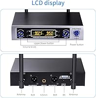 Vista 8 de HOTEC Sistema de micrófono inalámbrico UHF con doble solapa/Lavalier y micrófonos de auriculares sobre PA, mezclador, altavoz, máquina de karaoke