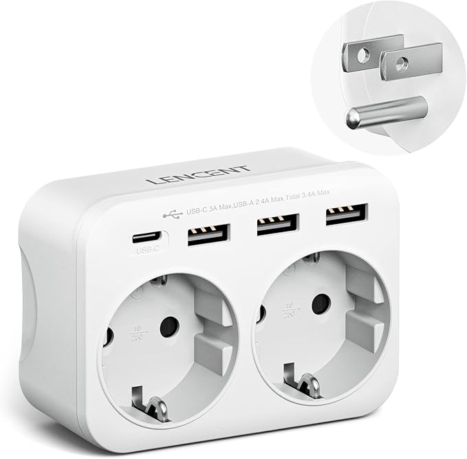 LENCENT Reiseadapter USA Deutschland Stecker, Typ B Steckdose