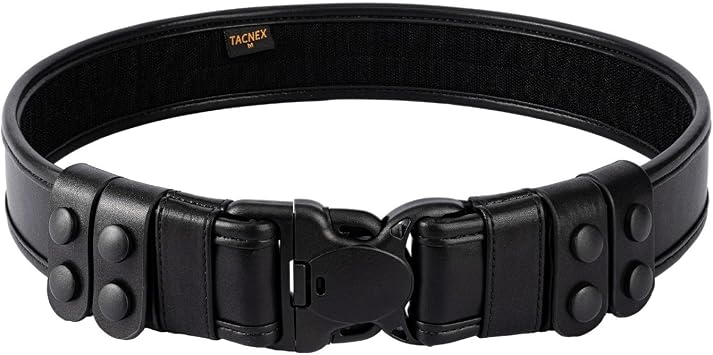 TACNEX 2" Duty Belt w/Hook Lining 4 Keepers 1.5" Reversible Inner Belt for Police Law Enforcement Security Plain Black