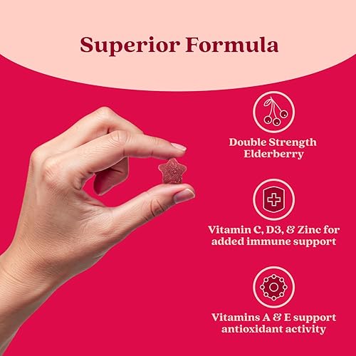 Miniatura 7 de BeLive Gomitas de saúco con zinc y vitamina C, suplemento de apoyo inmunológico con vitamina D, A, E, B12, gomitas para huesos y dientes saludables,