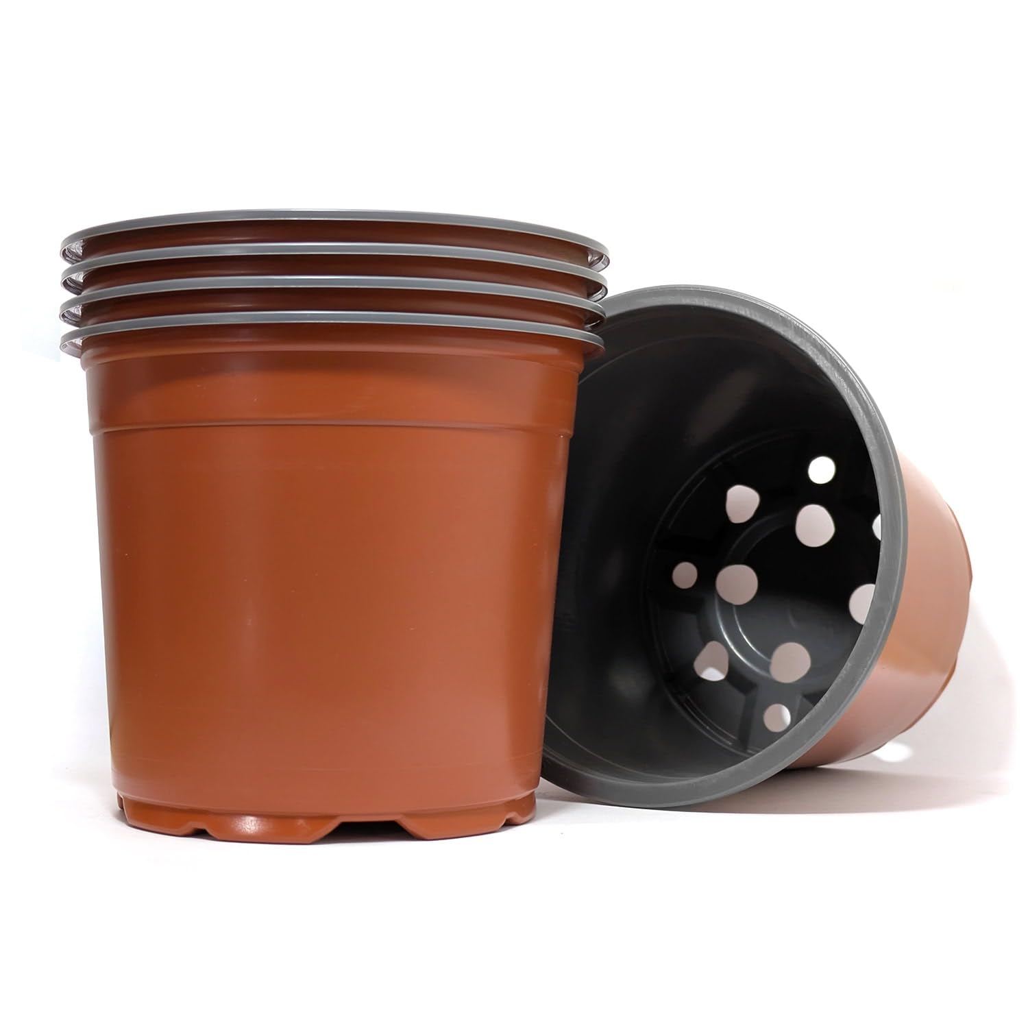 Elixir Gardens Black Recycled Plastic Thermoformed Seed Starting/Seedling & Cutting Nursery Plant Pots | /Terracotta | Various 13Cm Terracotta X 10