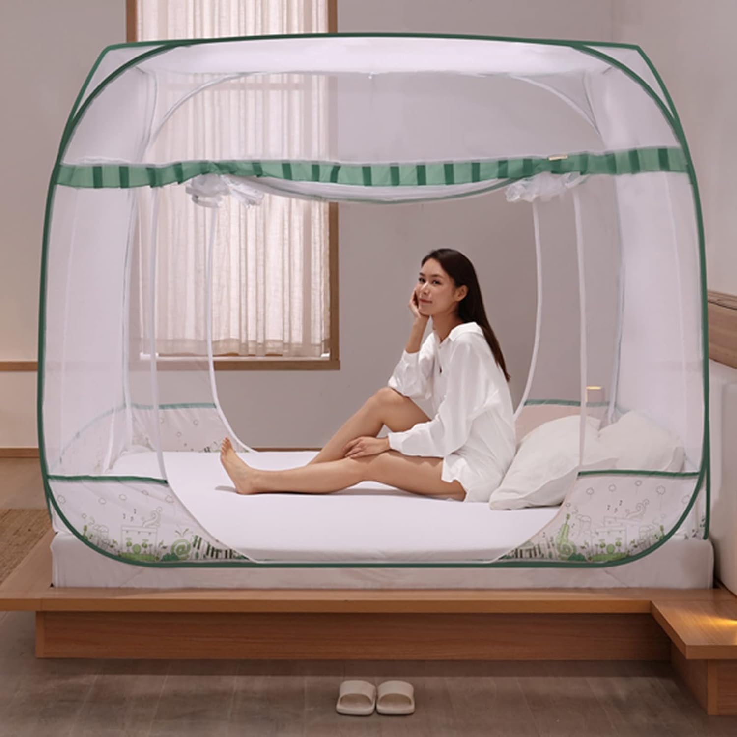 Moskitiera Składana moskitiera, instalacyjna wyskakująca moskitiera do sypialni/podwórka/kempingu, przenośna moskitiera(1.8m)