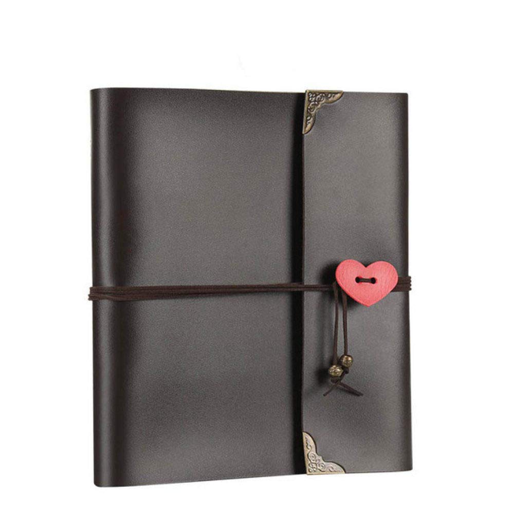 DIY Sammelalbum Vintage Leder Fotoalbum Black PagesTravel Record Book Hochzeit Gästebuch Valentinstag Weihnachten, Schwarz s