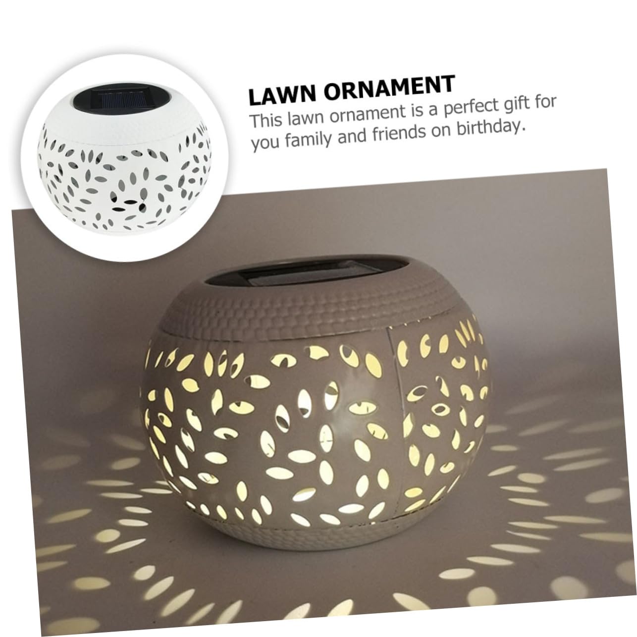 BESPORTBLE Lámpara Solar Diseño Hueco Original de Hierro Blanco para Exteriores Luz Decorativa Energía Solar para Jardín y Espacio al Aire Libre