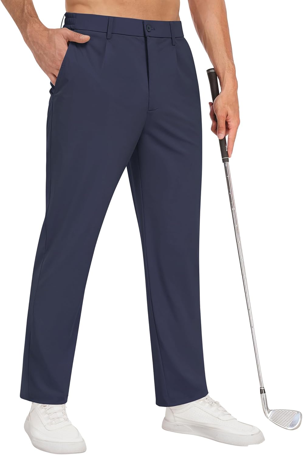 Mens Golf Pants Stretch Casual Dress Pants Elastic Drawstring Slacks for Men Lightweight Trousers with 5 Pockets