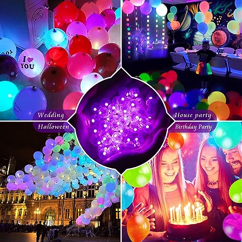 Image of 50pcs Balloon Lights Mini Led Lights Round Long Standby Time Multicolor Ball Lamps Paper Lantern Balloon Liamps for Birthday Party Christmas Halloween Decoration Purple
