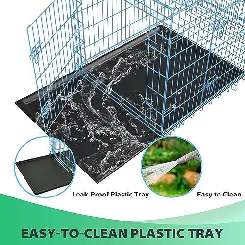 Image of BestPet | Dog Crate | 24 inch | Blue | Foldable Metal Kennel with Double Doors