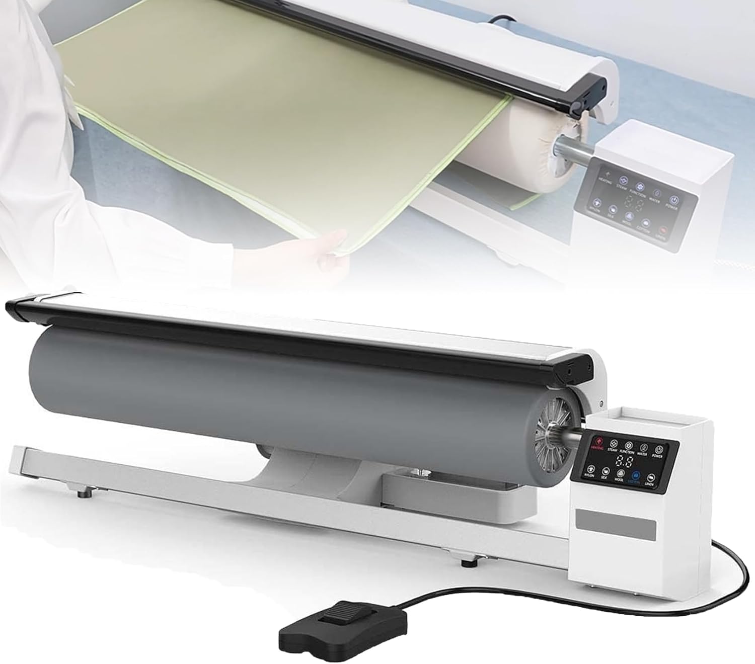 Rotary Steam Press Machine with LED Touch Screen, Heavy Duty Steam Iron Press for Clothes, Continuous Steam Fabric Steamer