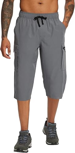 Miniatura 1 de BALEAF Pantalones cortos de senderismo para hombre de 15 pulgadas de largo bolsillos tipo cargo de secado rápido ligeros elásticos para viajes al