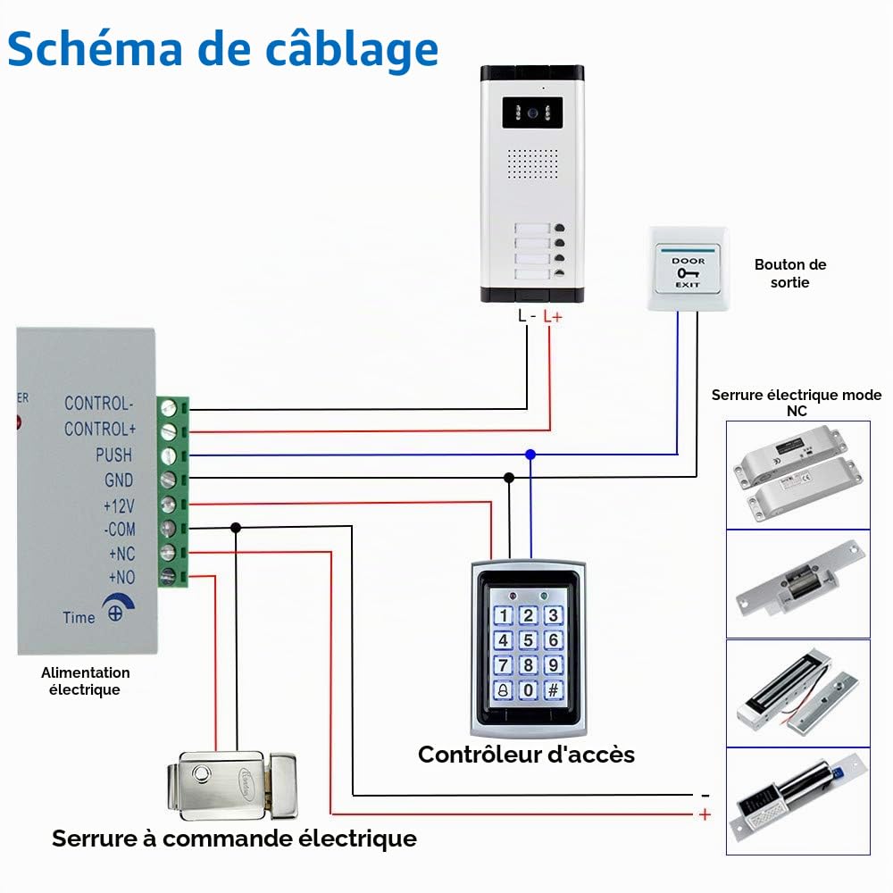 KDL Filaire Système téléphonique de Porte Sonnette vidéo de 7 Pouces 4 moniteurs avec 1 caméra extérieure avec Quatre Boutons d'appel, Vision Nocturne IR, Audio pour Appartements Multiples/Familles