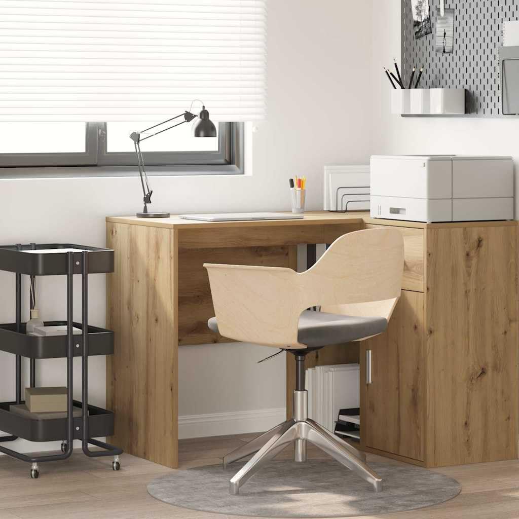Générique Scrivania rettangolare 102 x 50 x 75 cm in legno di ingegneria, design moderno con ripiani, superficie strutturata per ufficio a casa, archiviazione libri e cancelleria, facile da pulire