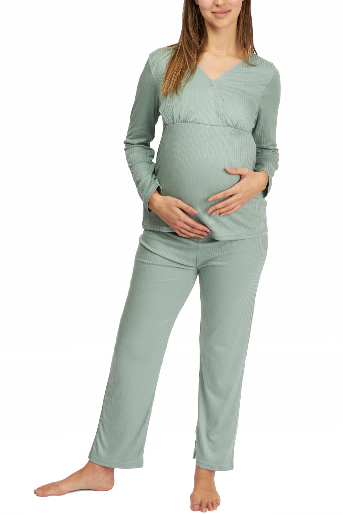 Pyjama Aallaitement à Ouverture Facile pour l'allaitement, Pyjama Grossesse et Maternité Doux, Élastique et Respirant pour Un Maximum de Confort, Idéal pour des Nuits Confortables