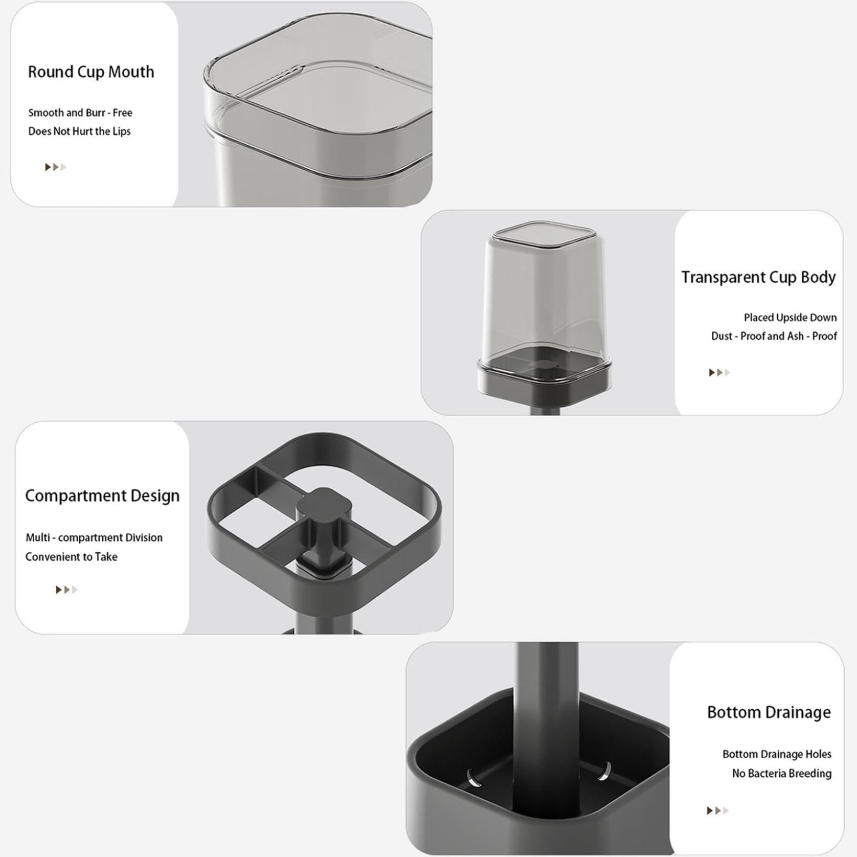 Black Toothbrush Holder with Cover, Toothbrush Holders Travel, 2025 New Toothbrush Holders, Toothbrush Organizer and Storage, Bathroom Accessories (Black)