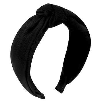 Ondder Black Headband Top Knot Headbands for Women Non Slip Fashion Wide Knotted Headbands for Women Cloth Head Bands for Womens Hair