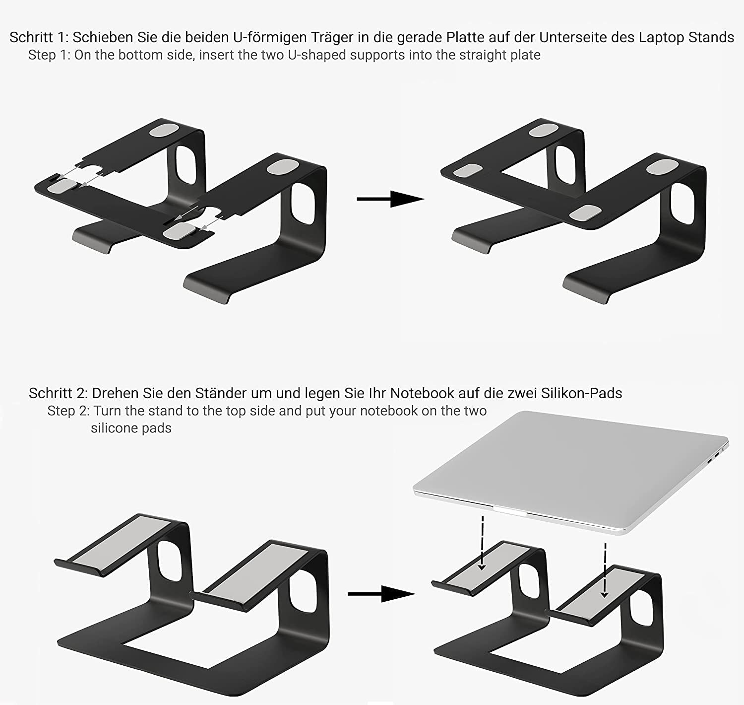 Laptop Supporto per lavorare ergonomico [Elevatore per laptop per scrivania, Supporto per laptop in alluminio robusto, Notebook/MacBook Pro/MacBook Air supporto] argento