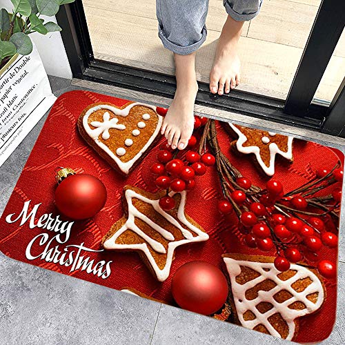 WELLXUNK® Navidad Antideslizante Felpudo, Alfombras de Decoración de Navidad Antideslizante y Absorbente, Alfombrillas Decorativas para el Salón el Baño la Cocina, Welcome Felpudo de Puerta (M6)