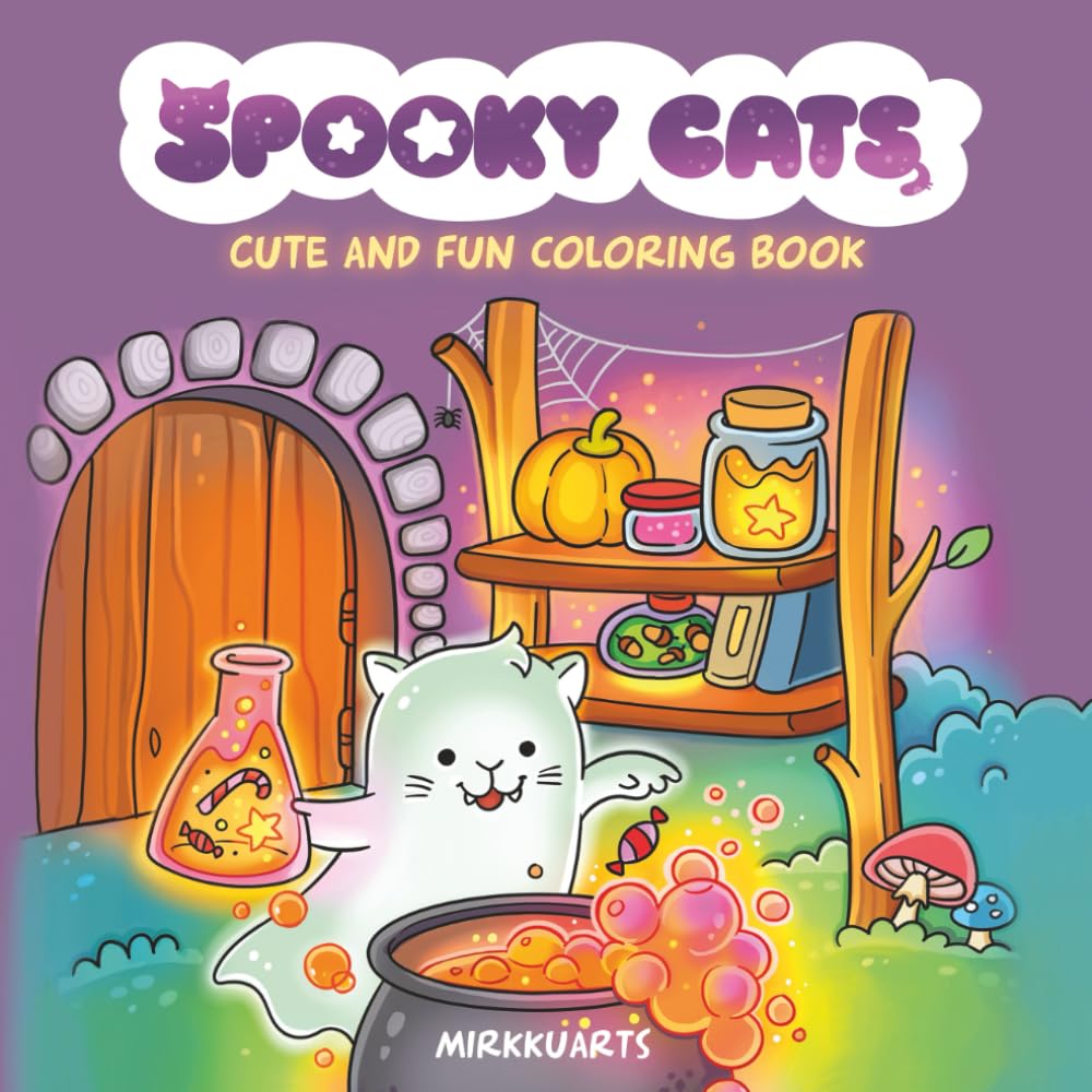Spooky Cats: Cute, Cozy & Fun Coloring book