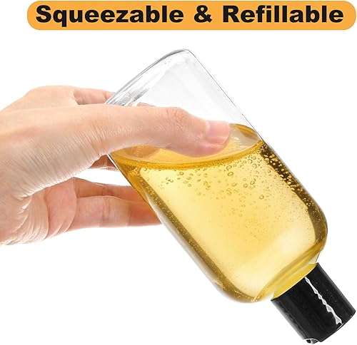 Miniatura 4 de Bekith Paquete de 16 botellas vacías de plástico transparente de 8 onzas con tapas superiores de disco, recipientes de viaje recargables para