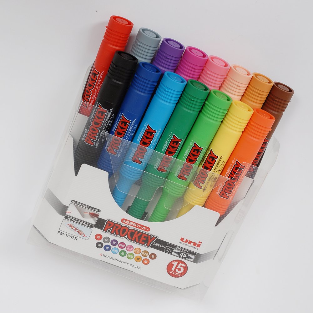 Uni Prockey Fine Point and Bold Point Marker Pen 15-color Set PM150TR15CN (japan import)