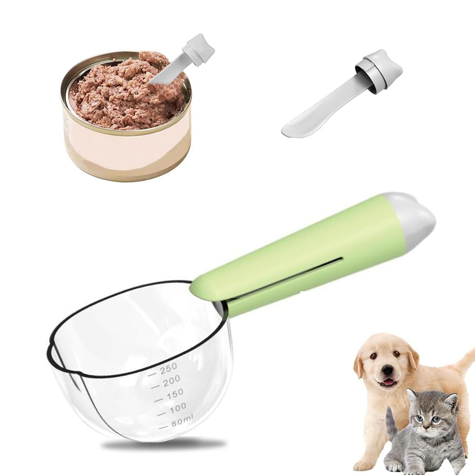 Yufana Pet Food Measuring Spoon for Dogs and Dry Feed - Accurate Measurement Tool for Rice, Flour, Soybeans and Other Cereals (Green)