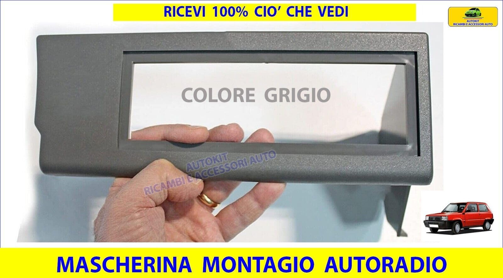 Mascherina Autoradio grigia per Panda 141 dal 1986 al 2003 - Accendisigari illimimato Presa USB Kit Stereo Stereo - 10.022-G-GE00026-GE30085