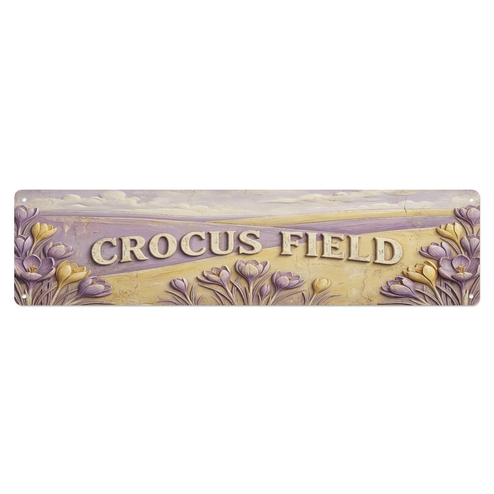 Fqcyn Style Metal Tin Sign Vintage Cottagecore Garden Crocus Field