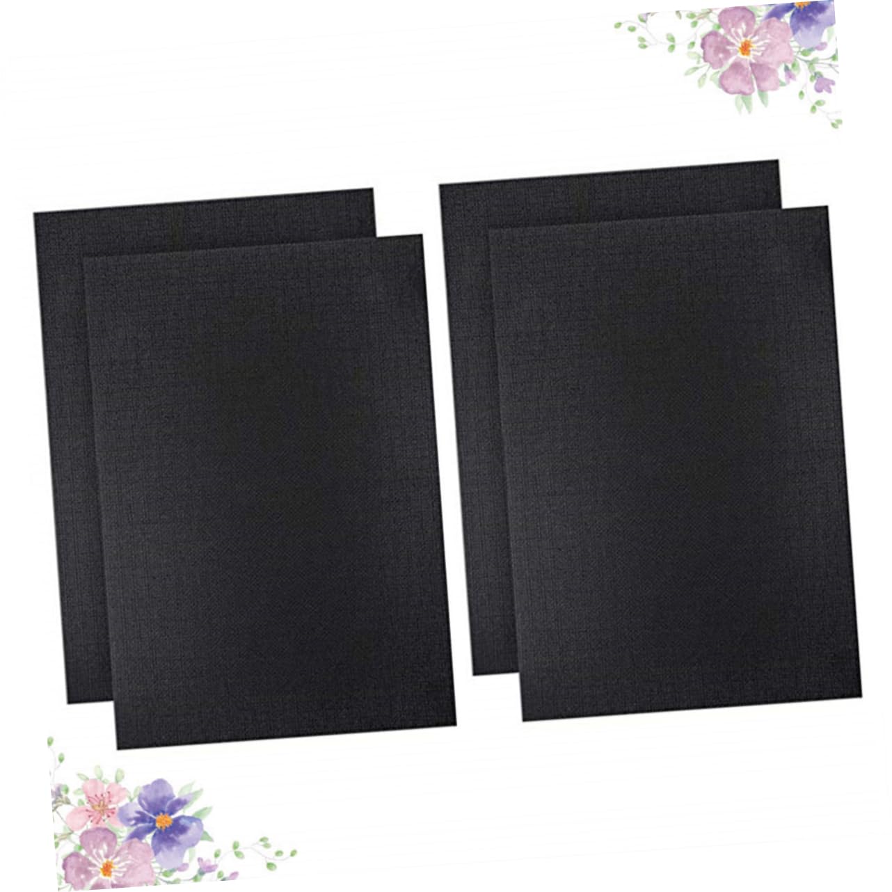 STOBOK Cloth 4pcs Embroidered 30x45cm Cross-Stitch Fabric Black Fabric DIY Crafts Kit
