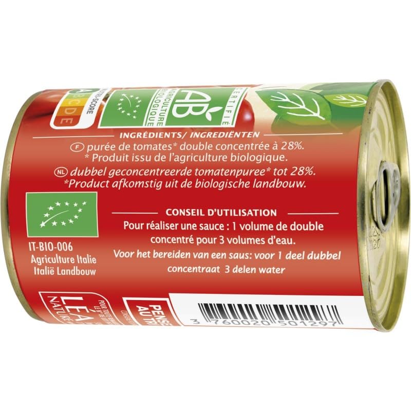 Jardin Bio Étic Double Concentré de Tomates Bio 140g - Saveur Intense & Naturelle pour vos Recettes Gourmandes - Produit Diététique et Gourmand - Le Lot De 4