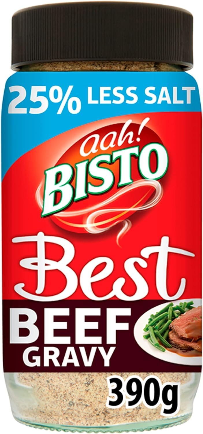Bisto Best Reduced Salt Rich Flavour Beef Gravy Granules Made with Real Meat Juice, 390 g Jar (Pack of 1)