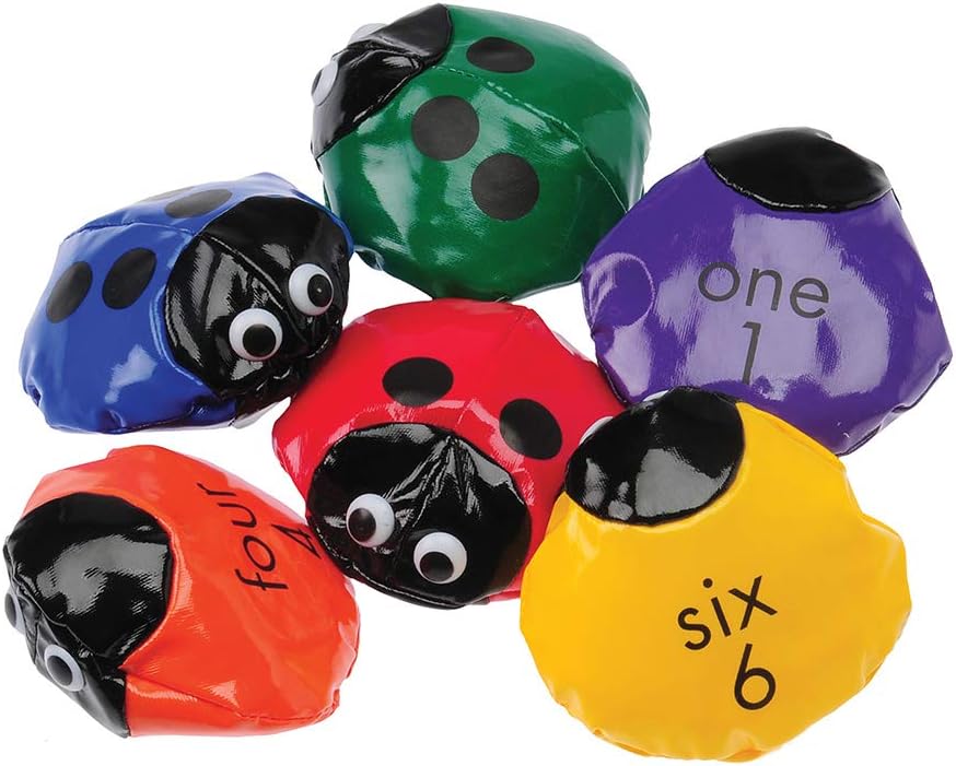 Lady Bug Bean Bags: Ideal for throwing, catching, tracking and learning how to count from 1 to 6.