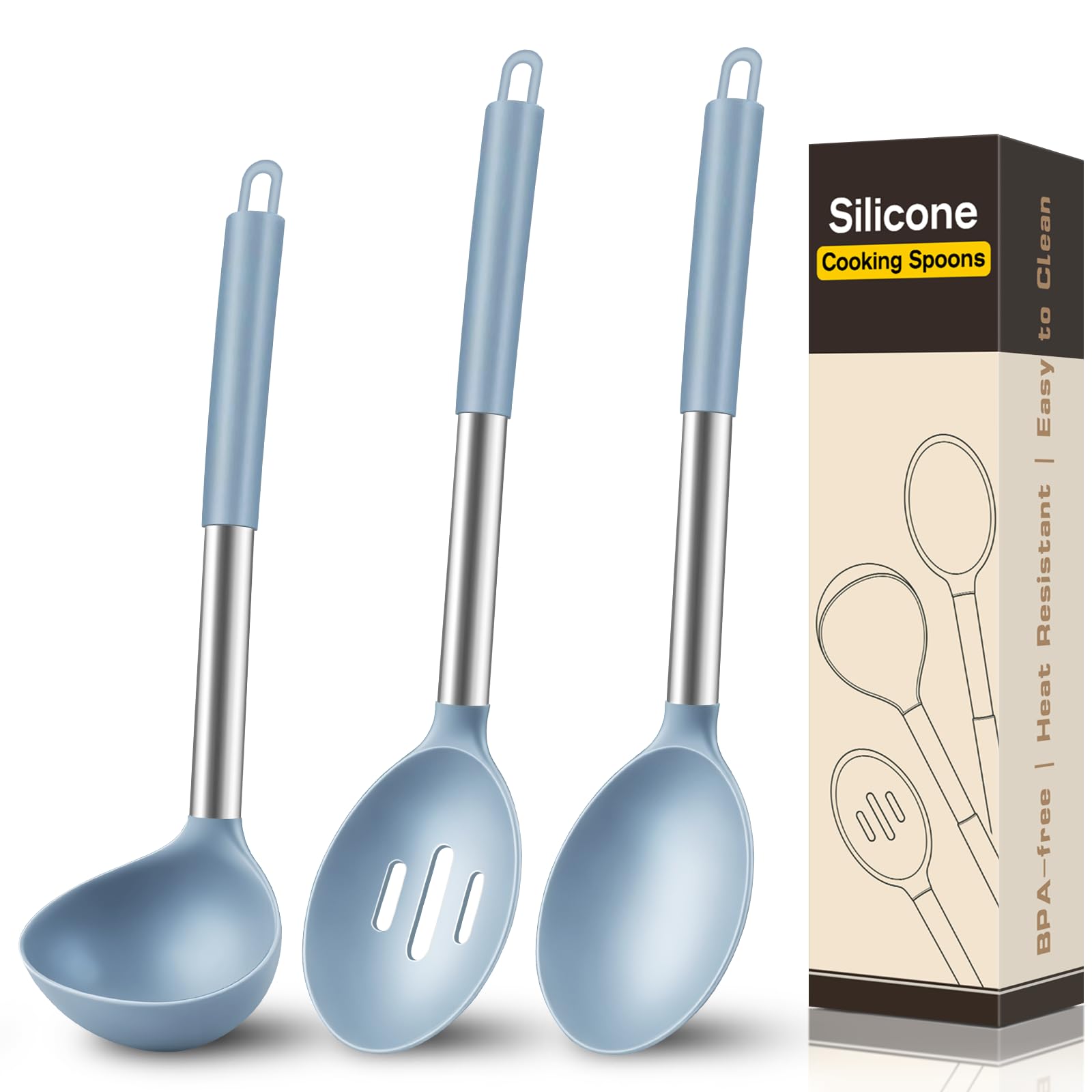 Hoosook Silicone Cooking Spoon Set - 3 Piece -11