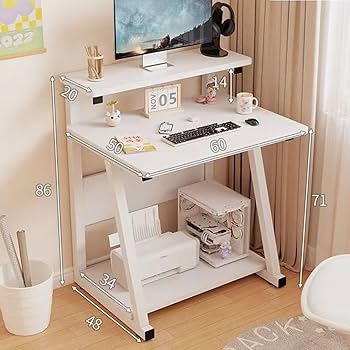 Amazon | パソコンデスク 幅60cm深50cm スライドテーブル付 可動棚