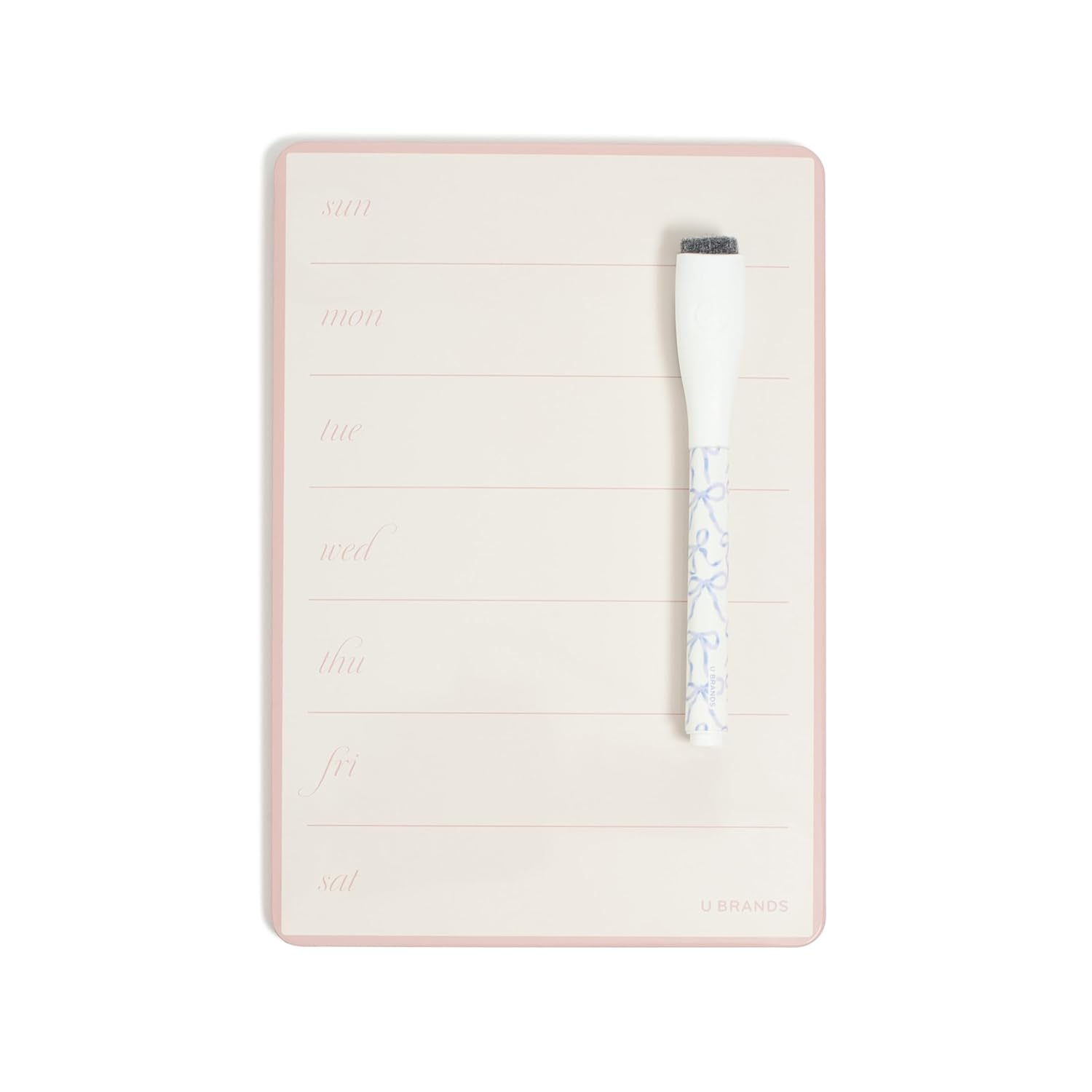 U Brands Mini Weekly Calendar Whiteboard for Locker, Pink Magnetic Dry Erase Calendar White Board, 5.5" x 8", Small Fridge White Board, Mini Whiteboard for Locker, Includes Dry Erase Marker