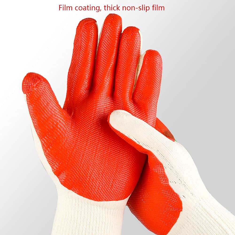 Guantes de jardinería, Guantes de Trabajo, Guantes de Trabajo de Goma, Guantes mecánicos Multiusos ultrafinos, Overoles duraderos Rojos, (12 Pares)