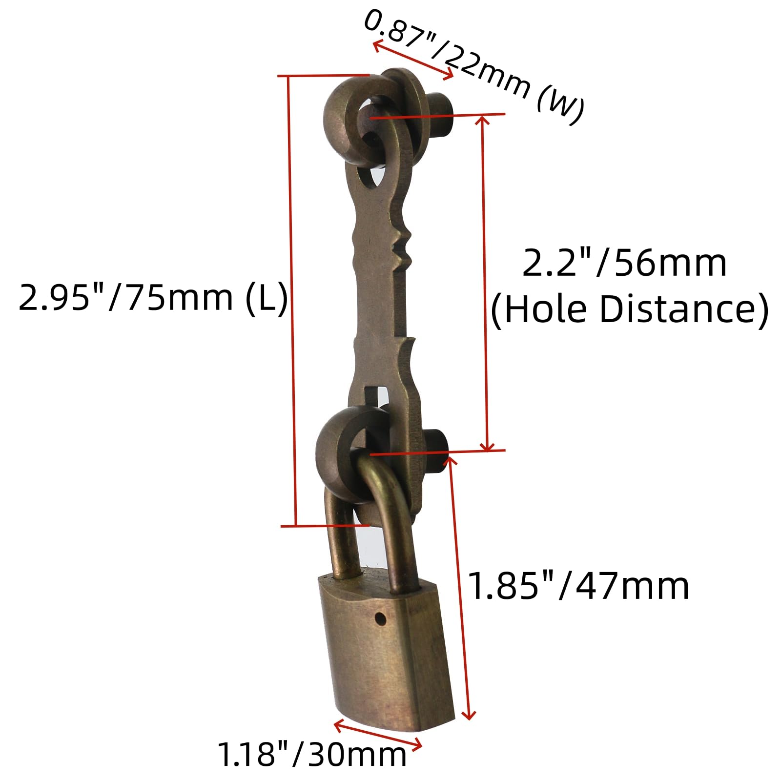 Chinflly Vintage Retro Heavy Duty Padlock with Hasp Bronze Door