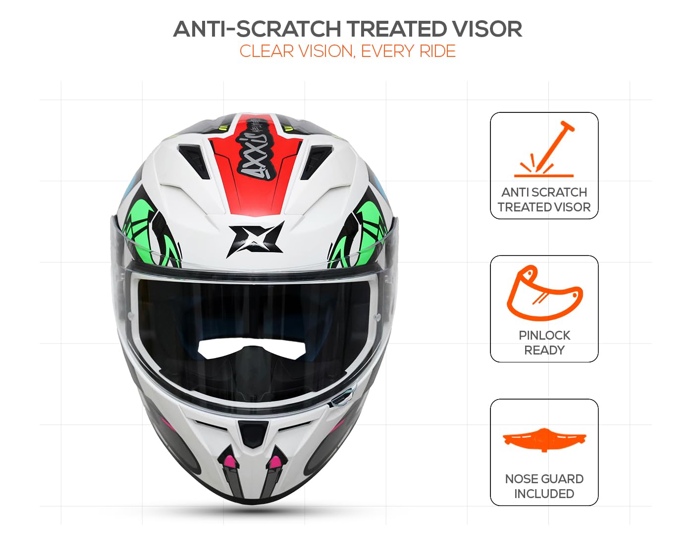 En!gmatic.Orienta|T™  mmoption AXXIS FF117B Segment Arrows A2 Gloss Full Face Helmet | ISI & DOT