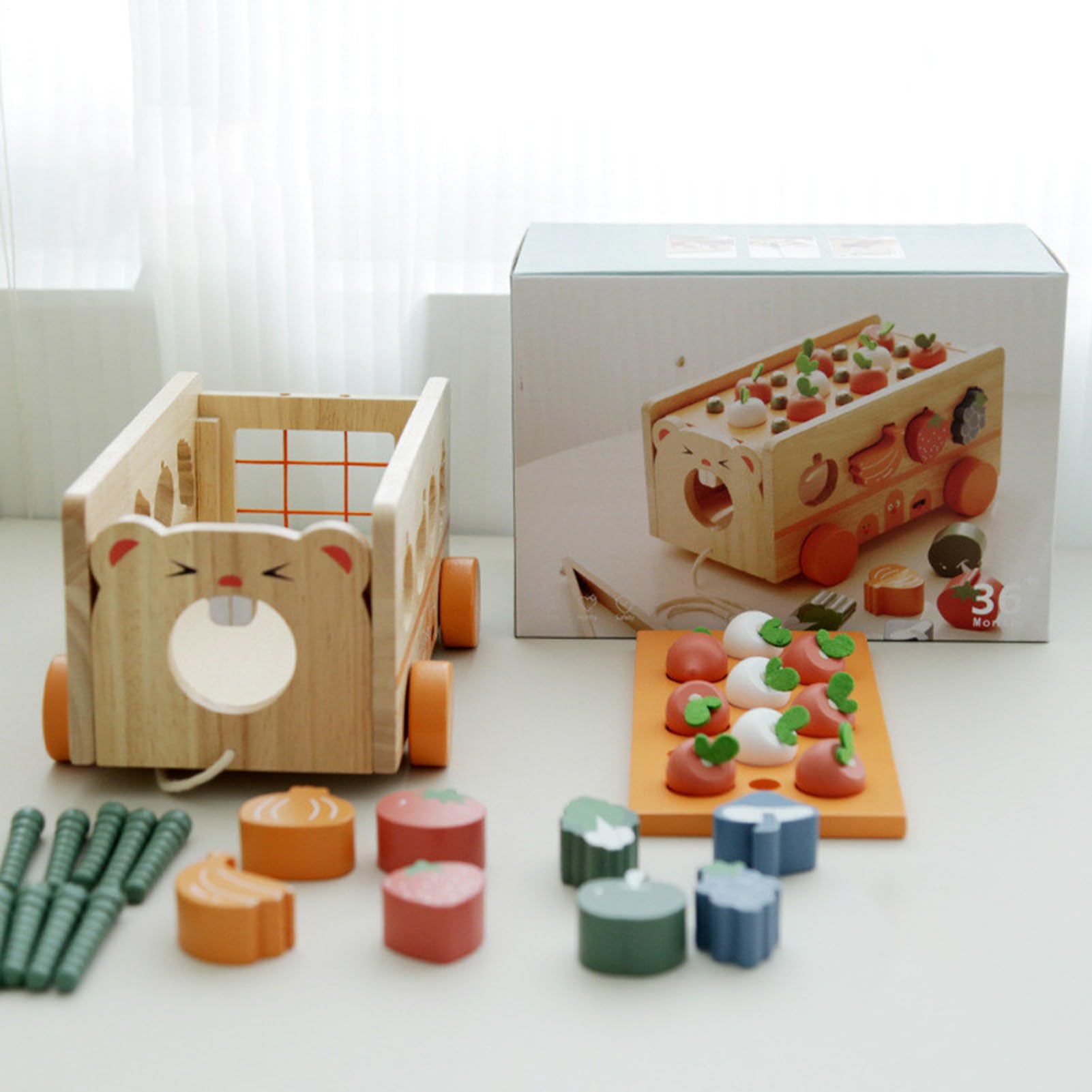 Gioco di Incasso di Forme per Bambino,Gioco educativo in legno di disegno di carota e | Giocattolo educativo di ordinamento delle forme - per la scuola materna primaria Feste Attività Natale